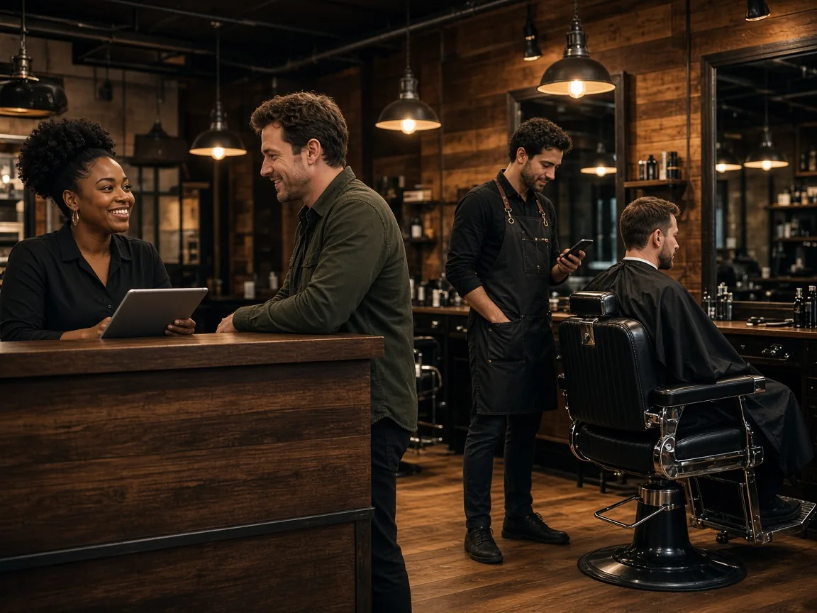 Front desk and barber chairs using the same live queue on phones